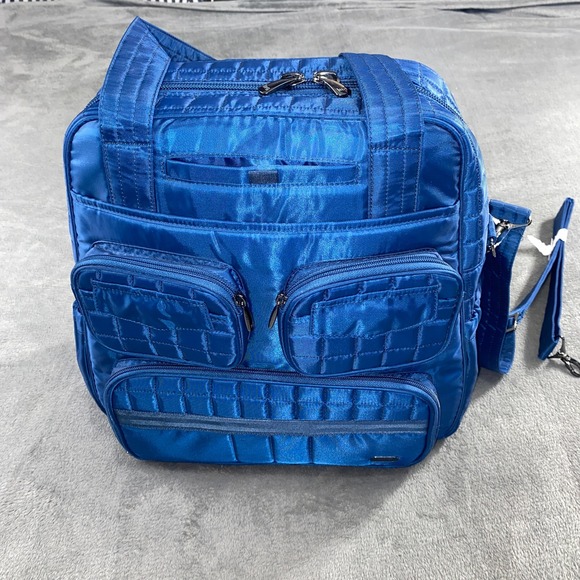 NEW Lug Puddle Jumper Overnight Gym Bag Blue Quilted Nylon Adjustable Strap - Picture 6 of 13